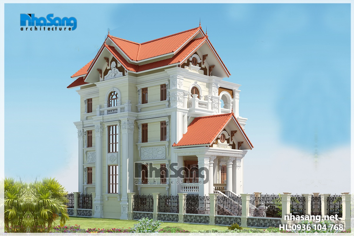 mẫu thiết kế nhà biệt thự kiểu pháp 3 tầng đẹp